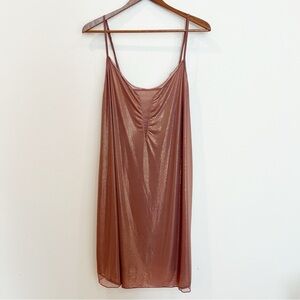 Victorias Secret Slip Dress Womens Extra Large Mauve Mini Mesh Shimmer Disco NYE